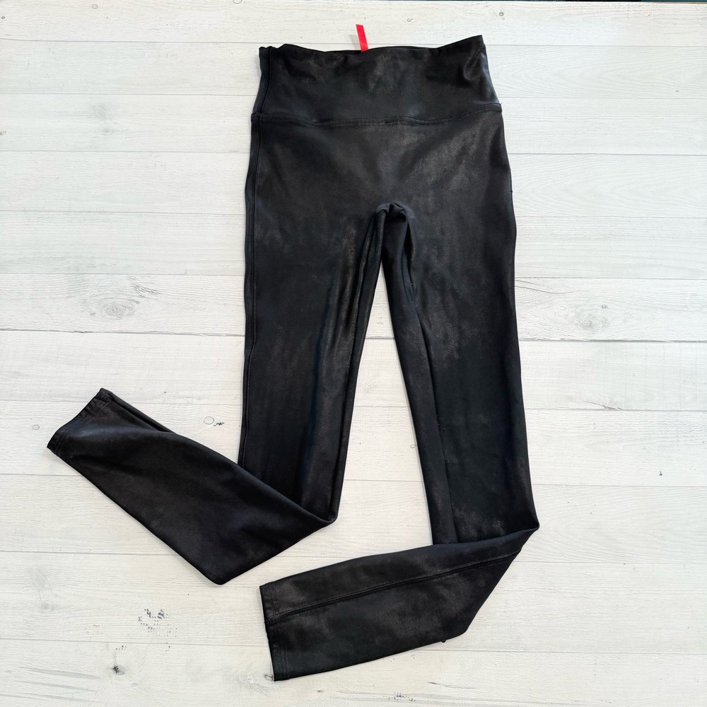 Spanx women's black faux leather leggings size small‎